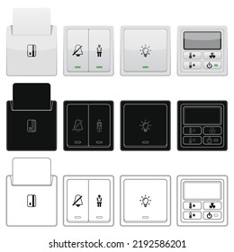 Layered Editable Vector Illustration Of Hotel Control Panel Including Do Not Disturb, Room Service, Light Switch, Air Conditioner Switch, Room Card Slot.