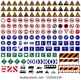 Layered editable vector illustration of Hundreds Traffic Sign Collections.