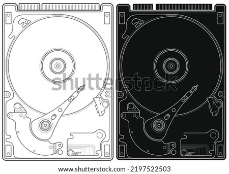 Layered editable vector illustration internal outline of computer hard disk.