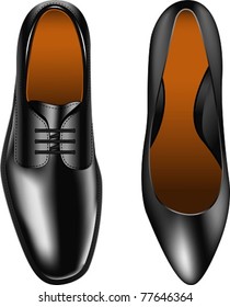 Layered editable vector illustration of Men's and women's leather shoes.