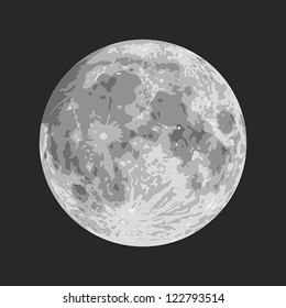 Layered editable vector illustration of Moon with black background.