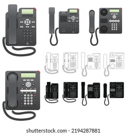 Ilustración vectorial por capas editable de teléfonos de oficina.