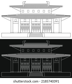 Layered editable vector illustration outline of asian traditional style building profile.