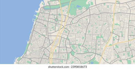 Layered editable vector illustration outline Map of Tel Aviv,Israel.