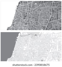 Layered editable vector illustration outline Map of Tel Aviv,Israel.