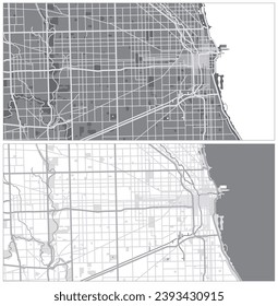 Layered editable vector illustration outline Map of Chicago,USA