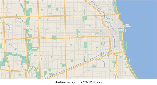 Layered editable vector illustration outline Map of Chicago,USA