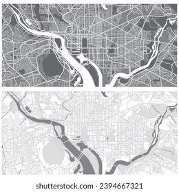Layered editable vector illustration outline Map of Washington D.C,USA