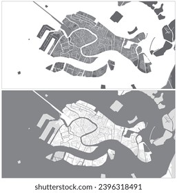 Layered editable vector illustration outline Map of Venice,Italy