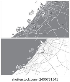 Layered editable vector illustration outline Map of Dubai,United Arab Emirates