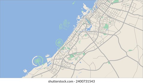 Layered editable vector illustration outline Map of Dubai,United Arab Emirates