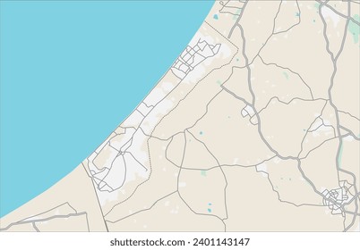 Esbozo de ilustración de vector editable por capas Mapa de Gaza, Palestina
