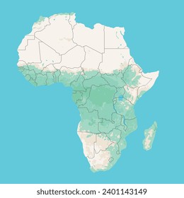 Esbozo de ilustración de vector editable por capas Mapa del continente africano