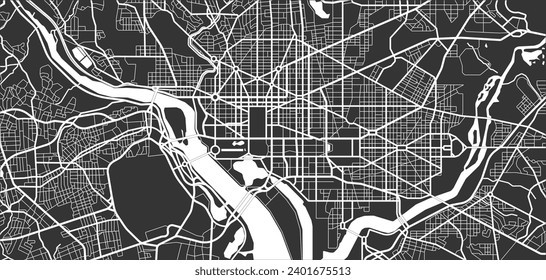 Layered editable vector illustration outline Map of Washington D.C,USA