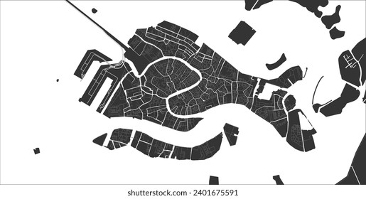 Layered editable vector illustration outline Map of Venice,Italy