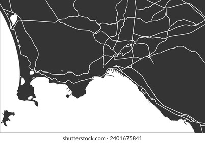 Esbozo de ilustraciones vectoriales editables por capas Mapa de Nápoles, Italia