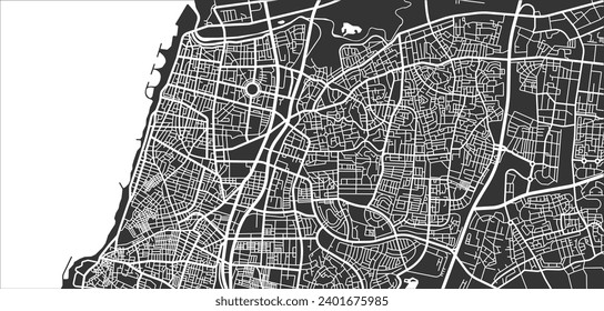 Layered editable vector illustration outline Map of Tel Aviv,Israel.