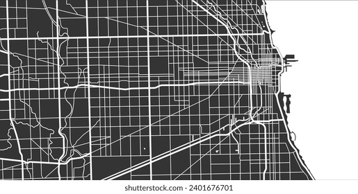 Layered editable vector illustration outline Map of Chicago,USA