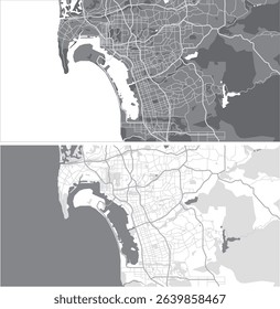 Layered editable vector illustration outline Map of San Diego,USA
