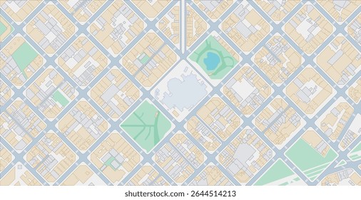 Layered editable vector illustration outline of detailed streets of Barcelona,Spain.