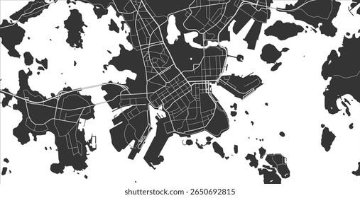 Esquema de ilustração vetorial editável em camadas de Helsinki, Finlândia.