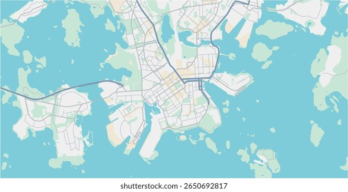 Esquema de ilustração vetorial editável em camadas de Helsinki, Finlândia.