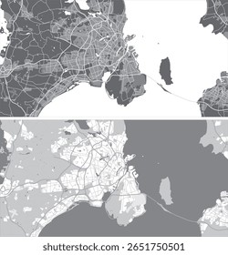 Esquema editável em camadas da ilustração vetorial de Copenhague, Dinamarca.