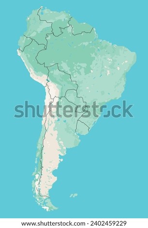 Layered editable vector illustration outline Map of South American continent