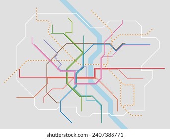 Layered editable vector illustration of Rail Network Map of Cologne,Germany