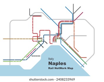 Layered editable vector illustration of Rail Network Map of Naples,Italy