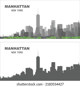 Ilustración vectorial escalable 
 silueta de Manhattan, Nueva York, Estados Unidos