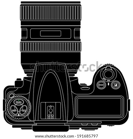 Layered editable vector illustration of silhouette Camera.