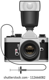 Layered editable vector illustration of SLR Camera.