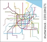 Layered editable vector illustration of the subway diagram of Shanghai City,China.