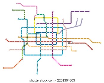 Ilustración vectorial editable por capas del diagrama del metro de City, China.