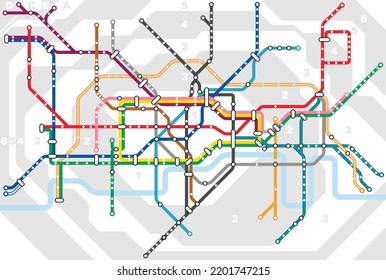 Layered editable vector illustration of the subway diagram of London City,Britain. svg