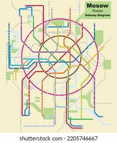 Layered editable vector illustration of the subway diagram of Mosow,Russia.