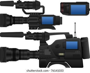 Layered editable vector illustration of Three Kinds Of Video Camera.