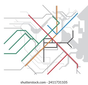 Layered editable Vektorgrafik von Traffic Network Map von Boston, Amerika