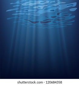 Layered editable vector illustration of underwater scene.