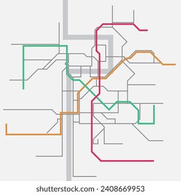 Layered editable vector illustration of Urban Traffic Map of Prague,Czech Republic