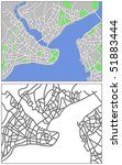 Layered editable vector streetmap of Istanbul,Turkey,which contains lines and colored shapes for lands,roads,rivers and parks.