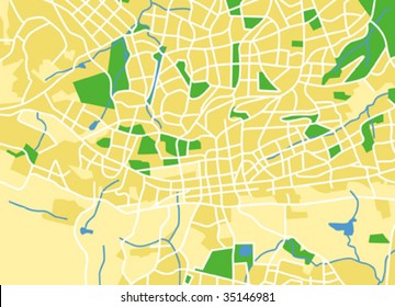 Layered Editable Vector Streetmap Of Johannesburg,South Africa,which Contains Lines And Colored Shapes For Lands,roads,rivers And Parks.