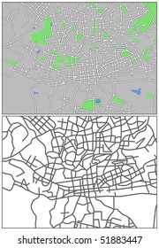 Layered Editable Vector Streetmap Of Johannesburg,South Africa,which Contains Lines And Colored Shapes For Lands,roads,lakes And Parks.