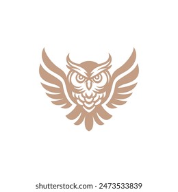 Layered EPS Flying Owl Animal Nocturnal Logo Vector Illustration	
