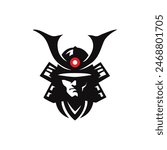Layered EPS Vector Japan Warior Face,Classic Japanese Samurai Knight Silhouette Logo Design