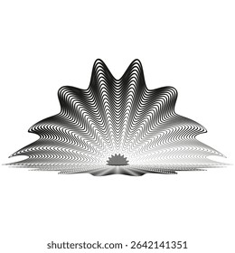 Layered fan icon. Multi petal symbol. Grey shade pattern. Vector emblem.