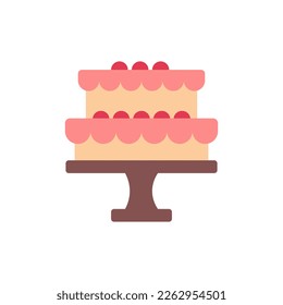 Layered festive cake. Flat icon. Vector illustration.