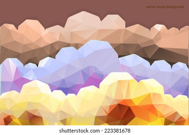 layered flatten triangulated clouds vector background
