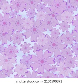 Layered floral pattern on a blue background. Seamless vector pattern